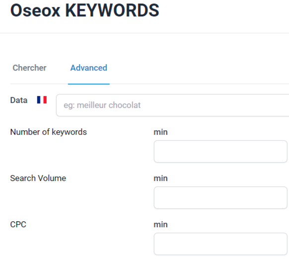 Oseox KEYWORDS : Logiciel SEO pour obtenir des idées de mots clés